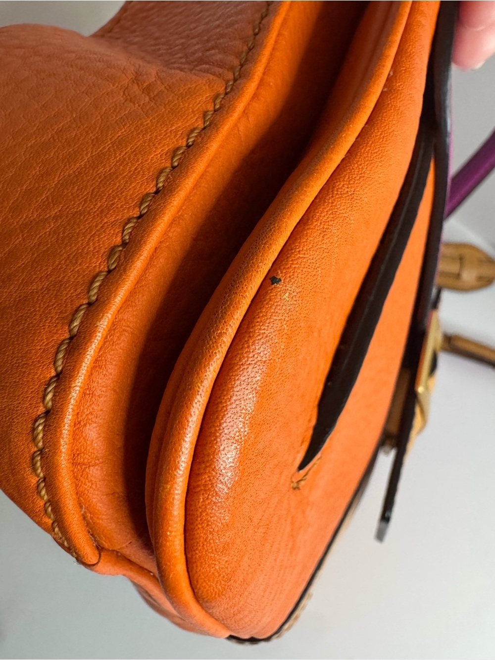 #320 MCM Limited Edition Buckle Flap Top Handle Leather Color block Two Way Bag - Picture 10 of 17